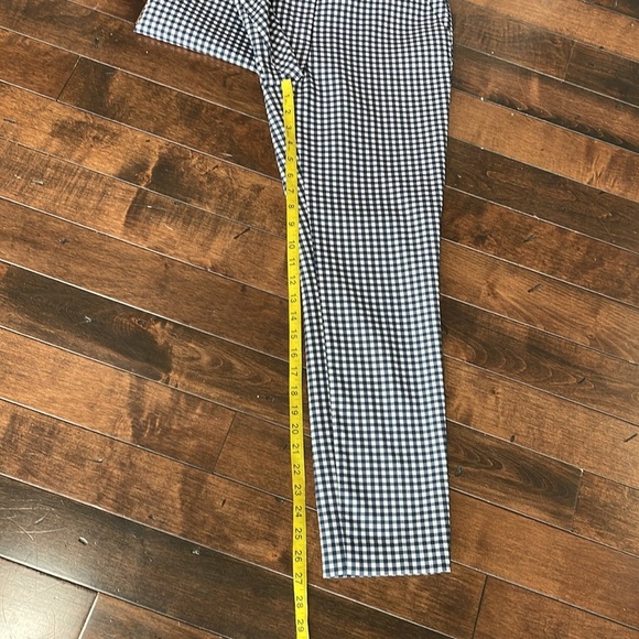 Zara Woman navy white gingham pants High rise Ankle Stretch Size 6 Casual Preppy - Picture 8 of 12